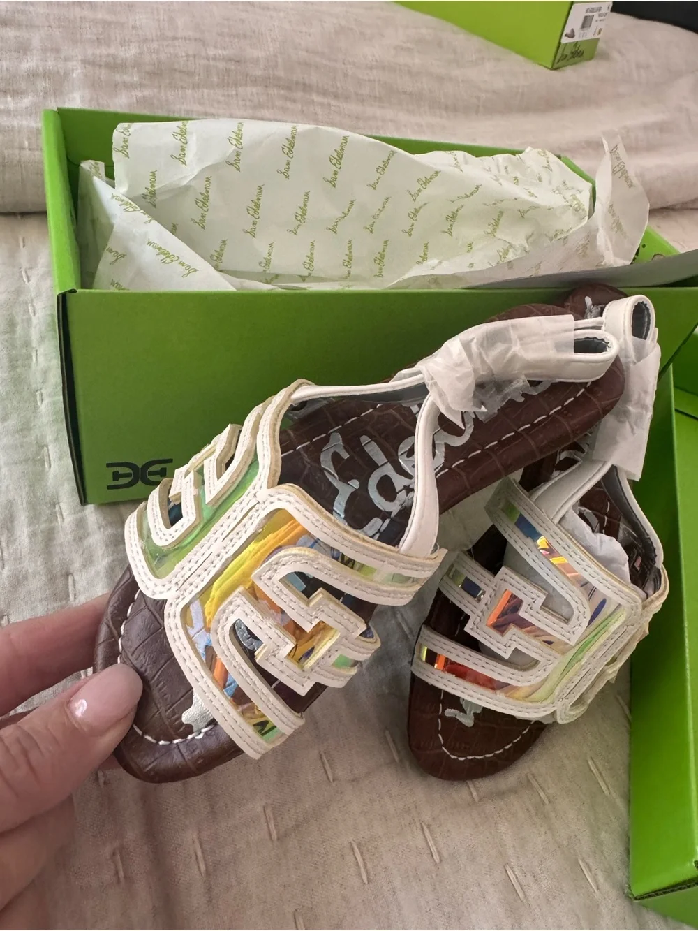 NWT Sam Edelman kids white Bella Slingy sandal